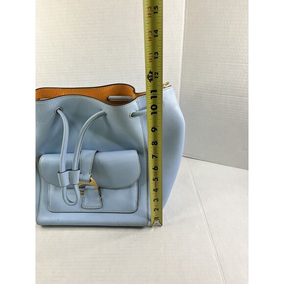 DOONEY & BOURKE Lt Blue Leather Emerson Marlowe Drawstring Bucket Shoulder Bag - Picture 16 of 16